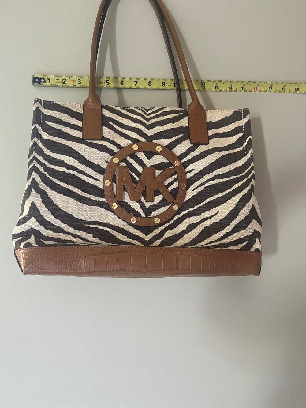 Michael Kors Zebra-Print Tote with Tan Leather Trim - Picture 3 of 4